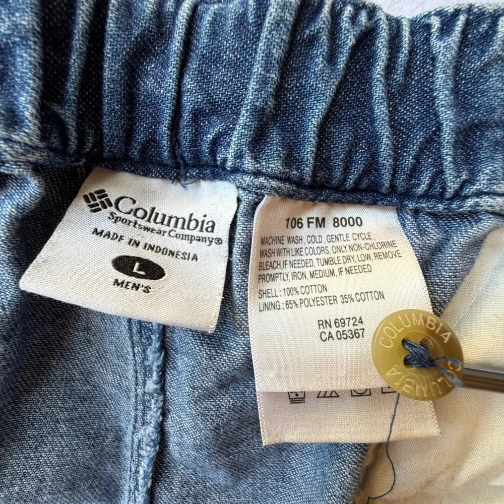 VTG Columbia PFG Denim Cargo Fishing Shorts Mens Blue 106 FM 8000 Utility Pocket